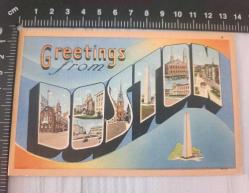 Antika 1949  Greetings From  BOSTON  Amerika Kart Postal 1 Cent Washington  Posta Pulu