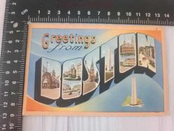 Antika 1949  Greetings From  BOSTON  Amerika Kart Postal 1 Cent Washington  Posta Pulu