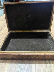 Antika Masif Pirinç Kakma El İşçiliği İçi kadife Takı Aksesuar kutusu 26x16 cm