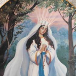 Meryam Ana Görselli Seri Numaralı Eski Duvar Tabağı