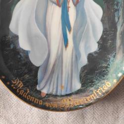 Meryam Ana Görselli Seri Numaralı Eski Duvar Tabağı