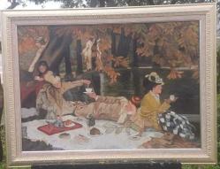 “Zamansız Piknik” – Doğa İçinde Burjuva Yaşamı Betimleyen Antika Figürlü Tablo