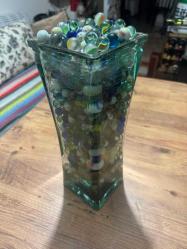 Nostaljik Dekorluk Koleksiyonluk Fanus dolusu Çeşit çeşit Misketler (Bilyeler) 700 Adet Fanus Boy 35 cm fanus içi genislik 12 cm