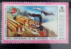 Karayip Denizi Grenada UPU hatıra pulu  concorde uçağı ve tren- damgasız