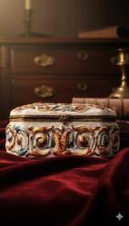 Antika capodimonte tarzı kabartma figürlü porselen kutu