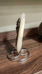 Vintage gümüş kaplama gül figürlü dekoratif onyx merner obje