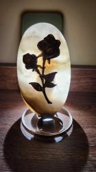 Vintage gümüş kaplama gül figürlü dekoratif onyx merner obje