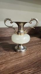 Vintage onyx mermer şamdan 10 cm
