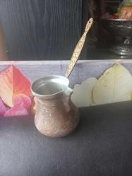 Bakır el oymacılığı işlemeli ağır dövme cezve