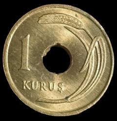 1951 Delikli 1 Kuruş Çil