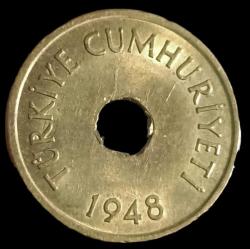 1948 Delikli 1 Kuruş Çil
