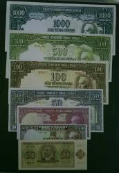 2 Emisyon 1940/44 Yılları kullanılan Banknotların matbu fotokopi baskısı (gerçek değildir) 7 adet