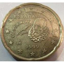 İspanya 20 Euro Cent 1999 - Miguel de Cervantes Portreli İlk Baskı