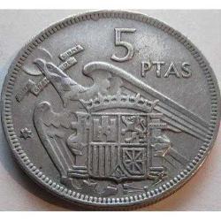 LOT.20 » İspanya 5 Peseta 1957 (Yıldızda 75) - Ça - Patinalı - Franco Dönemi Son Baskı.