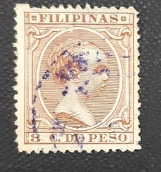 1891 Ispanyol Kolonisi Filipinler Alfonso XIII, damgalı