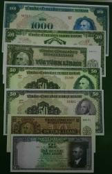 5 Emisyon 1947-1952 kullanılan Banknotların matbu fotokopi baskısı (gerçek değildir)7 adet