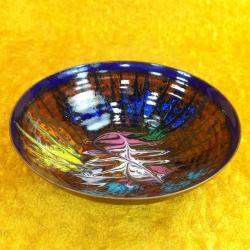 VINTAGE EL İŞİ MİNELİ SOYUT DESENLİ BAKIR TABAK