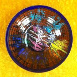 VINTAGE EL İŞİ MİNELİ SOYUT DESENLİ BAKIR TABAK