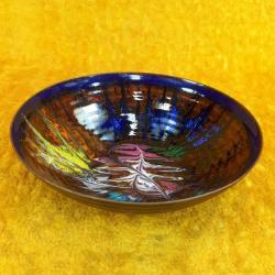 VINTAGE EL İŞİ MİNELİ SOYUT DESENLİ BAKIR TABAK