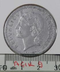 1945 FRANSA 5 FRANK 9.NADİR BASKI ORİJİNAL MADENİ PARASI ĞĞ2NN1 NADİRDİR