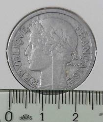 1945 FRANSA 2 FRANK ORİJİNAL MADENİ PARASI T2M1RR2 ÇOK NADİRDİR