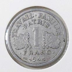 1944 FRANSA 1 FRANK İKİNCİ DÜNYA SAVAŞI NAZİ İŞGALİ VİCHY HÜKÜMETİ MADENİ ORİJİNAL PARASI H3RRR1 ÇOK NADİRDİR