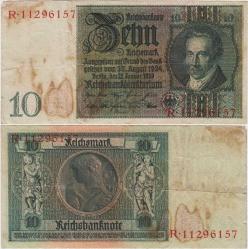ALMANYA 10 MARK 1929 NAZİ-HİTLER DÖNEMİ. 1931-48 ARASI KULLANILMIŞTIR. ÇT(-)