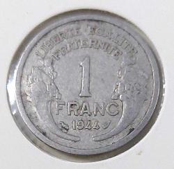 1944 FRANSA 1 FRANK İKİNCİ DÜNYA SAVAŞI NAZİ İŞGALİ VİCHY HÜKÜMETİ MADENİ ORİJİNAL PARASI J3XXX2 ÇOK NADİRDİR