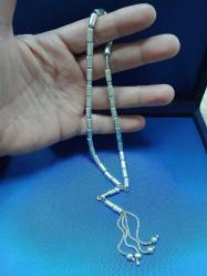 GÜMÜŞ TESBİH, DÜZ KESİM, BÜYÜK BİLEK BOY 10mm*2,5mm