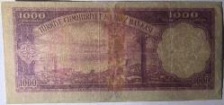 5.EMİSYON 1000 LİRA MOR BİNLİK SERİ D1 TAMİRLİ / ÇT++