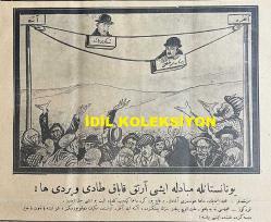 Osmanlıca Karagöz Mizah Dergisi-Gazetesi, Orijinal Dönem Basım, (Ottoman Magazine-Newspaper-Journal Illustré Cara-Gueuz) - 10 Kasım 1926 - Sayı: 1946 - Karikatür: İtalya ve Fransa Hudutlarına Asker Gönderiyorlarmış! 