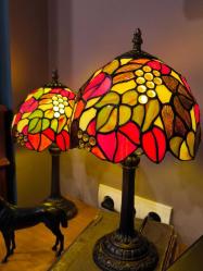 Tiffany Vitray Çift Abajur