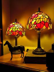 Tiffany Vitray Çift Abajur