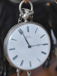 Antika Fransız Gümüş Kasa Köstekli Saat