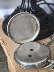 Antika Fransız Gümüş Kasa Köstekli Saat