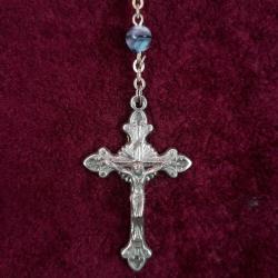 VINTAGE EL YAPIMI OPALİN CAM BONCUKLU , GÜMÜŞ KAPLAMA METAL AKSESUARLI PAPAZ TESPİH