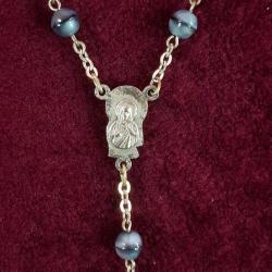 VINTAGE EL YAPIMI OPALİN CAM BONCUKLU , GÜMÜŞ KAPLAMA METAL AKSESUARLI PAPAZ TESPİH