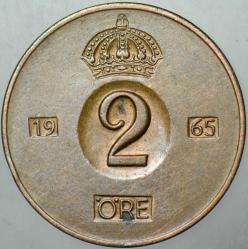 İSVEÇ 2 ÖRE 1965 KRAL 6. GUSTAF DÖNEMİ.
