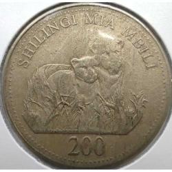 Tanzanya 200 Şilin 1998 - Aslan ve Yavrusu Figürlü Büyük Para.