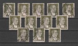 1953/54 Sekizinci Atatürk Serisi 10 Kuruş x12 Adet Damgalı. Temiz Kondisyonda.