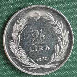 TÜRKİYE  1970   2,5  LİRA   SABAN KILIÇTAN ÜSTÜNDÜR.