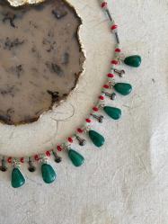 El İşçiliği Dizi Doğal Taş Gümüş Kolye ERK Tasarım