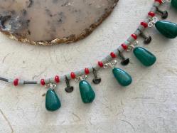 El İşçiliği Dizi Doğal Taş Gümüş Kolye ERK Tasarım