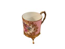 fransız limoges pirinç zarflı porselen fincan