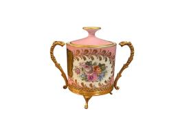 fransız limoges pirinç zarflı poselen şekerlik 11 cm x 13 cm ölçülerinde