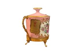 fransız limoges pirinç zarflı poselen şekerlik 11 cm x 13 cm ölçülerinde