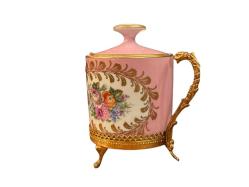 fransız limoges pirinç zarflı poselen şekerlik 11 cm x 13 cm ölçülerinde