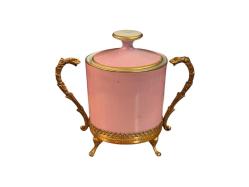 fransız limoges pirinç zarflı poselen şekerlik 11 cm x 13 cm ölçülerinde