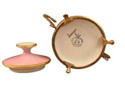 fransız limoges pirinç zarflı poselen şekerlik 11 cm x 13 cm ölçülerinde