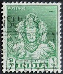 +++  HİNDİSTAN TRIMURTI HEYKELİ  1949     - DAMGALI